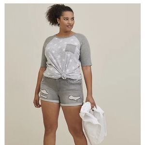 Torrid Classic Fit Super Soft Slub Crew Neck Raglan Tee - 4